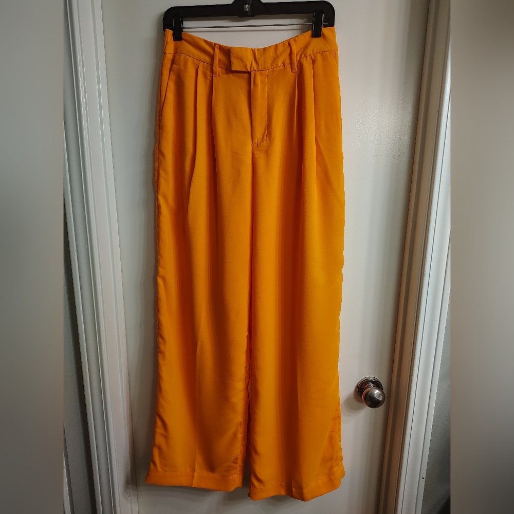 Vibrant Orange Wide-Leg Pants